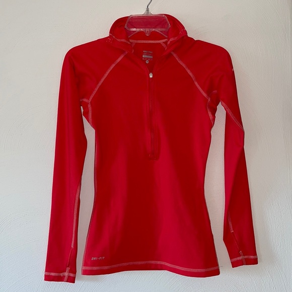 Nike Pro Women’s Red Quarter Zip Fleece - Picture 1 of 6
